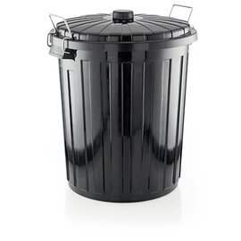 55-Liter Black Plastic Waste Bin, Diameter 460 mm, Height 550 mm