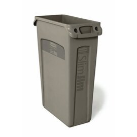 87 L Plastic Waste Bin in Beige with Ventilation Channel - Dimensions: L 558 mm, W 279 mm, H 762 mm