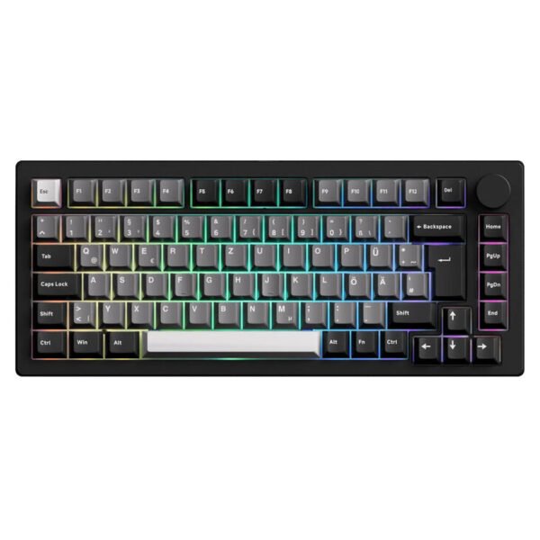 AKKO MonsGeek M1 V5 VIA Gaming Keyboard, 75%, RGB, ISO-DE/UK/Nordic Layout - Black/Silver, Rosewood Switches