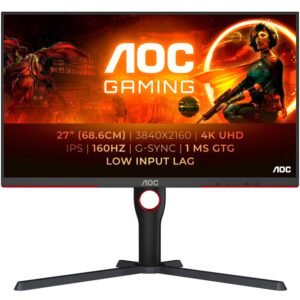 AOC U27G3X/BK 27-Inch Gaming Monitor, 160Hz, IPS, G-SYNC Compatible