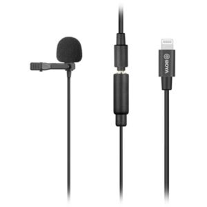 Boya BY-M2 Clip-on Lavalier Microphone for Apple iOS Devices" can be rephrased as "Boya BY-M2 Lavalier Microphone with Clip for Apple iOS Devices