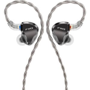 FiiO JH5 Hybrid 5-Driver Wired In-Ear Monitor Headphones - Black with 0.78 2-pin Detachable Silver-Plated Copper 3.5mm Braided Cable - Featuring 1 Dynamic and 4 Balanced...