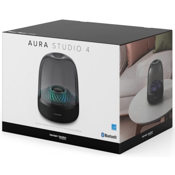 Harman Kardon Aura Studio 4 130W Bluetooth Home Speaker - Black - Exceptional 360-Degree Sound Experience - 5 Stunning Diamond Lighting Themes - Crafted from Recycled Materials