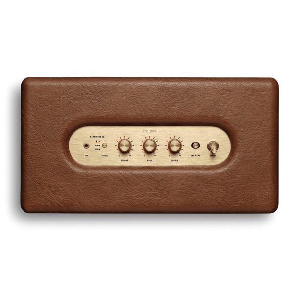 Marshall Stanmore III 80W Bluetooth Home Stereo Speaker - Classic Brown Design - 50W Subwoofer + Dual 15W Tweeters - 3.5mm and RCA Inputs - Bluetooth 5.2 Technology