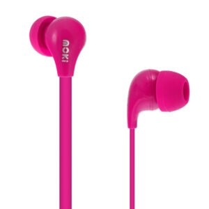 Moki Wired In-Ear Headphones - 45 Degree Comfort Buds in Pink