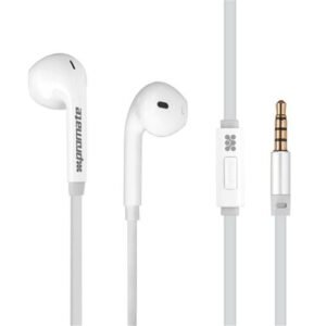 Promate Gearpod GEARPOD-IS2 Wired Earbuds - White with Built-In Microphone and Universal Volume Control - Lightweight High-Performance Stereo