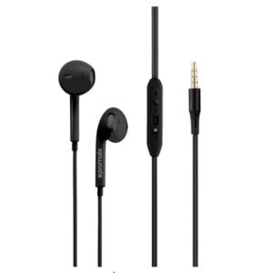 Promate GEARPOD-IS2 Wired Earbuds - Black with In-Line Microphone and Universal Volume Control - Lightweight High-Performance Stereo Audio