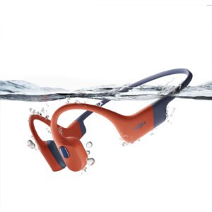 Shokz OpenSwim Pro Waterproof Open-Ear Bone Conduction Headphones - Red Bluetooth with 32GB Built-in MP3 Player for Swimming - IP68 Submersible Rating - Up to 9 Hours of Battery...