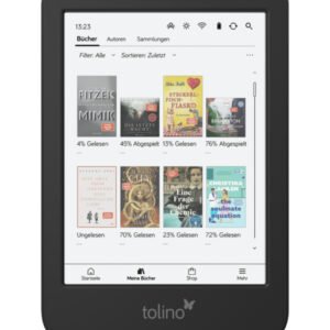Tolino Shine Color, 6-inch (15.2 cm) Display, E Ink Carta, 1072 x 1448 Pixels, Supports CBR, CBZ, EPUB, MOBI, PDF, TXT, JPEG, PNG, 16 GB Storage