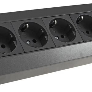 4-Socket Power Strip with 2 USB Ports, Anthracite, 250V~/16A, Surface Mount, USB 3.1A