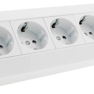 4-Socket Power Strip with 2 USB Ports, White, 250V~/16A, Surface Mount, USB 3.1A