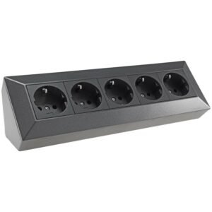 5-Socket Power Strip in Anthracite 250V~/16A for Surface Mounting