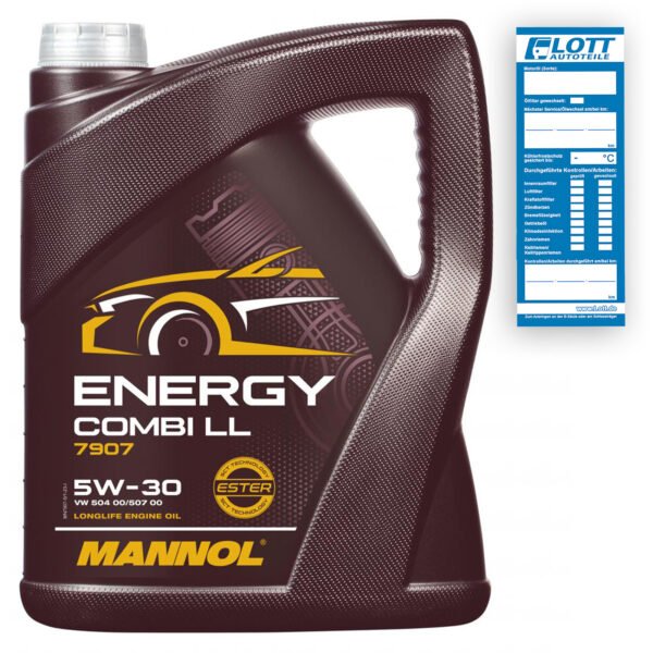 5L Mannol Energy Combi LL Motor Oil 5W-30, suitable for VW 504.00, 507.00, Mercedes MB 229.51, BMW LL-04, and Porsche C30 (MN7907-5) Item No.: XY356887