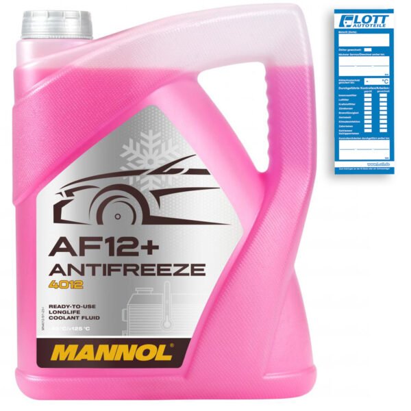 5L Mannol MN4012-5 Red Antifreeze G12+ Coolant AF12+ for Radiator Protection, Effective Down to -40°C (Item No.: WL100276)