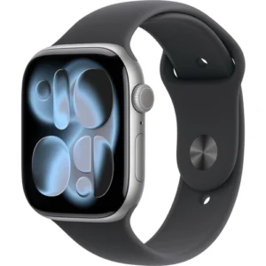 Apple Watch Series 11 GPS + Cellular 46mm Aluminum Case with Black Sport Band (Size S/M)