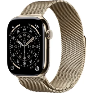 Apple Watch Series 11 GPS + Cellular 46mm Titanium Case with Gold Milanese Loop M/L