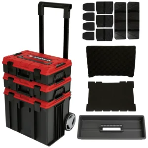 Einhell E-Case Tower 4540015 Plastic Transport Case in Black and Red (Dimensions: 430 x 400 x 675mm)