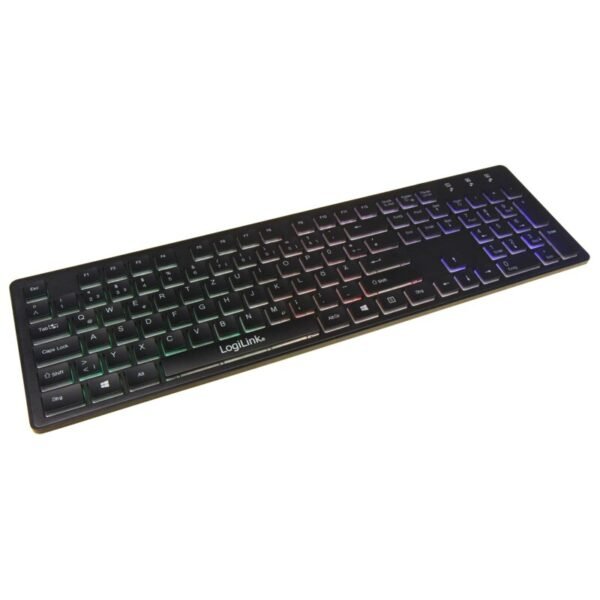 LogiLink Illuminated Black Rainbow Keyboard USB