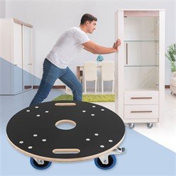 Round Furniture Dolly Ø 57 cm Crafted from Multiplex with Parking Brakes and 800 kg Load Capacity