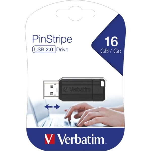 Verbatim 16GB USB 2.0 Flash Drive with PinStripe Design and Slide Mechanism